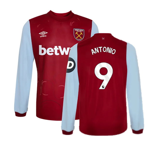 2023-2024 West Ham Long Sleeve Home Shirt (ANTONIO 9)-SoccerKits Hub | Buy Soccer Jerseys Online